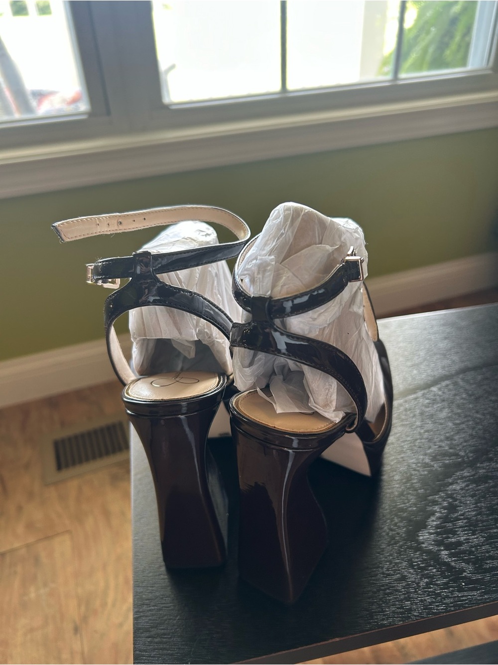 Jessica Simpson dark brown Patent Platform Mary Jane Block Heels - Picture 3 of 6